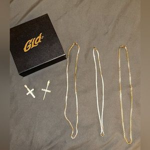 GLD Gold Plated Chains and Cross Pendants